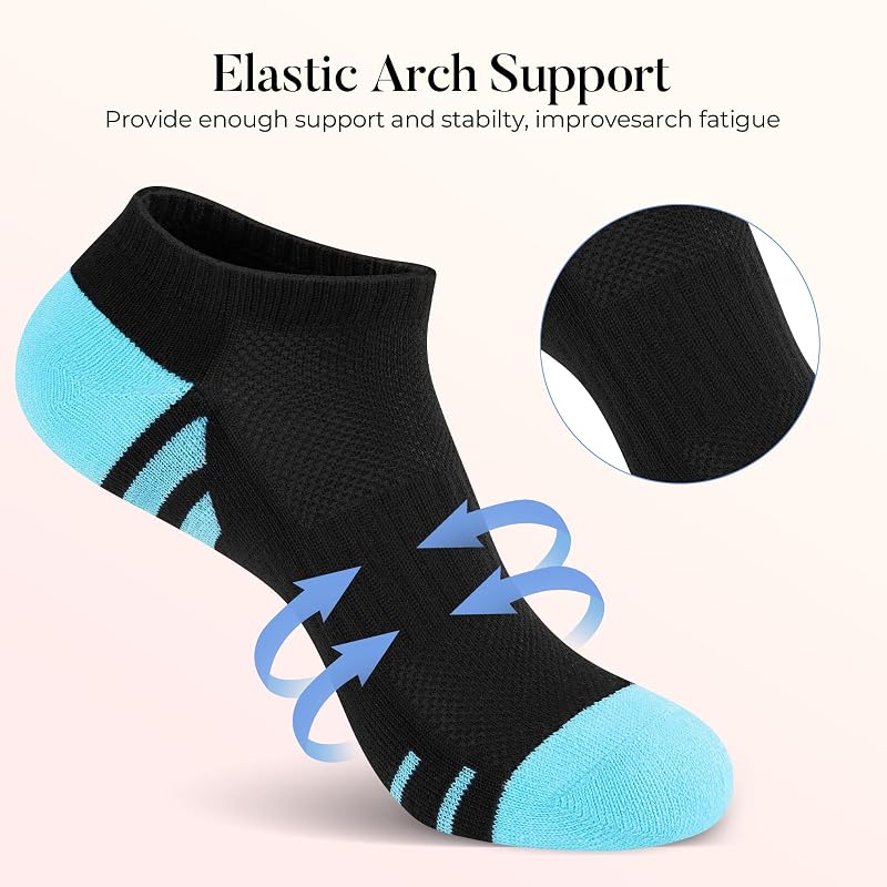 8 Pairs Women’s Ankle Socks with Cushioned Sole, Breathable Athletic Low Cut Socks – Black
