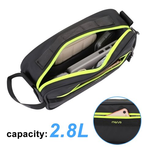 MOSISO Bike Handlebar Bag, Bicycle Frame Case, Multifunctional Waterproof Cycling Front Pouch with Shoulder Strap, Bike Crossbar Front Bag Storage Tool Bag for Women Men Road Mountain Cycling, Green