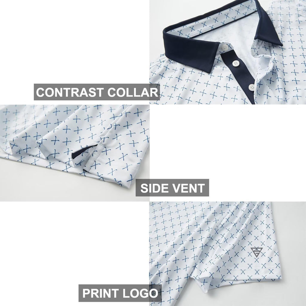 Skiennix Golf Shirt for Men - Dry Fit Performance Polo with Moisture-Wicking Fabric | Short Sleeve Print