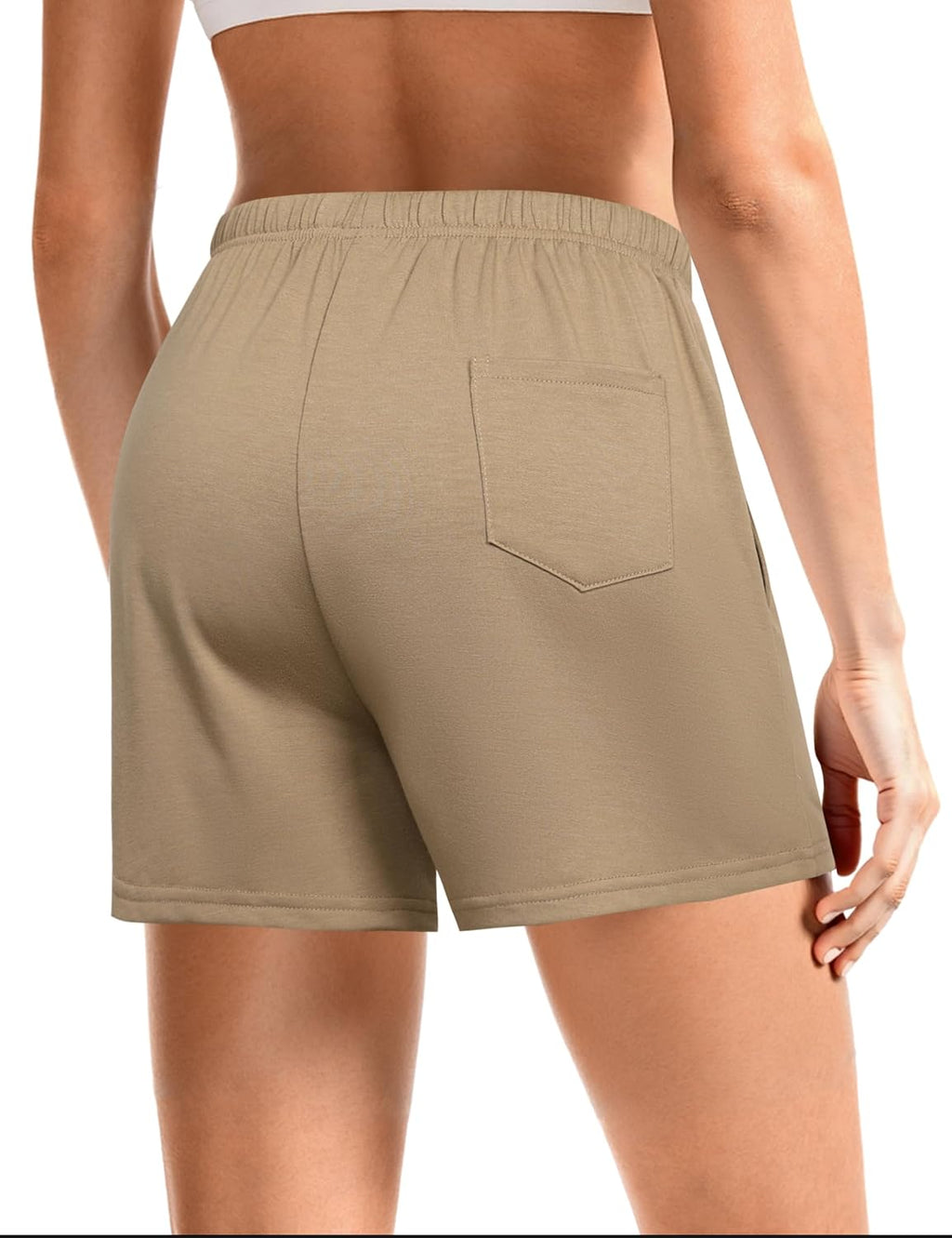 Quenteen Women's High Waist Lounge Shorts - Comfy Drawstring Running Shorts with Pockets