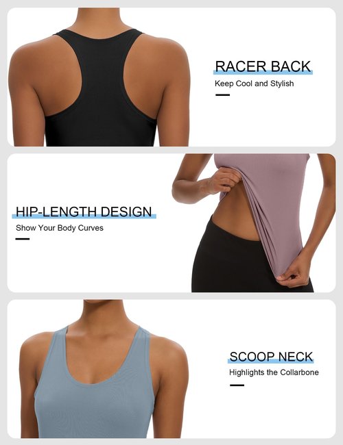 Dalavch 5 Pack Women's Workout Racerback Tank Tops Crop Spandex Yoga Athletic Running Gym Sports Tops for Women 1 Black 1 White 1 Heather Grey 1 Pink 1 Blue Small