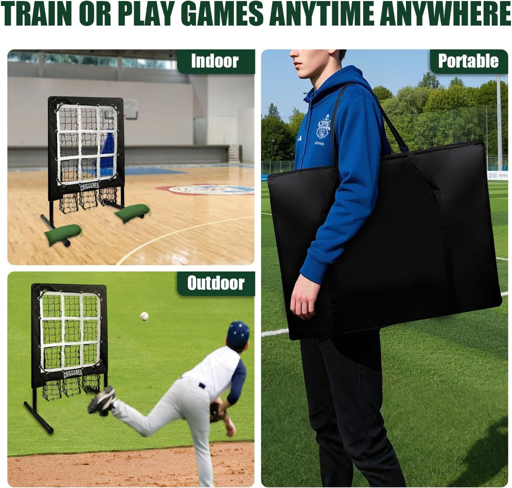 Skiennix 9 Hole Pitching Net - Heavy-Duty Baseball Training Equipment with Adjustable Height & Strike Zone