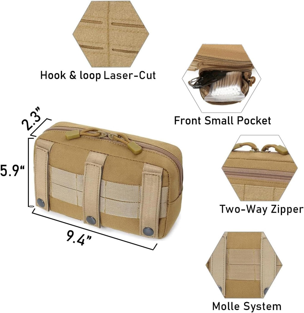 Skiennix Tactical Molle Horizontal Admin Pouch - Front Drawstring Pocket | EDC Utility Organizer Bag