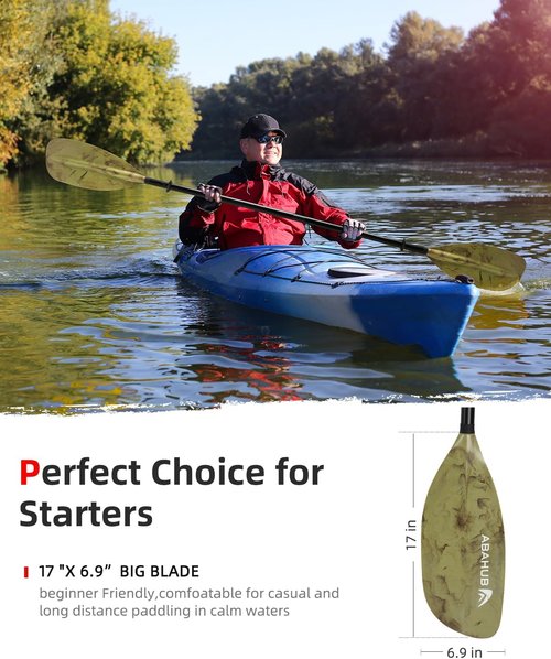 Abahub Adjustable Kayak Paddle - Floating Oars for Boating & Canoeing | 210-250 cm, Black