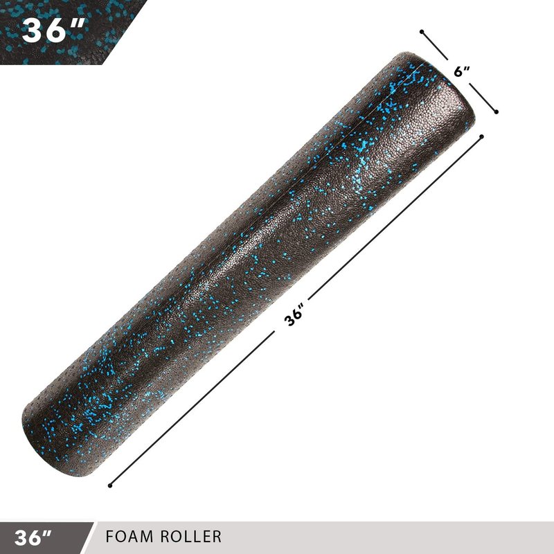 High Density Muscle Foam Rollers by Day 1 Fitness - Sports Massage Rollers for Stretching, Physical Therapy, Deep Tissue, Myofascial Release - Ideal for Exercise and Pain Relief - Speckled Blue, 36”