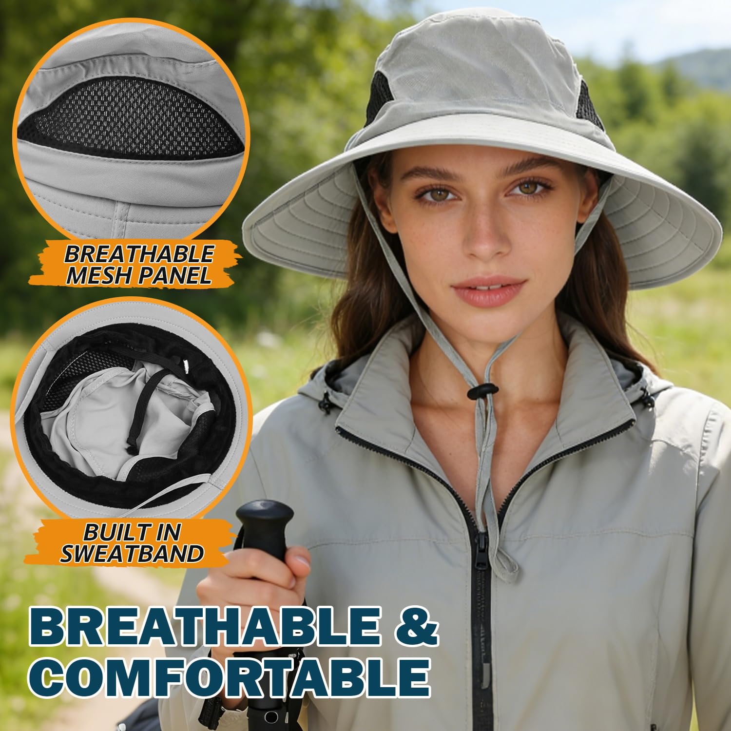 EINSKEY Wide Brim Sun Hat, UPF 50+ UV Protection Waterproof Packable Bucket Hat for Men & Women, Fishing Hiking Beach Garden