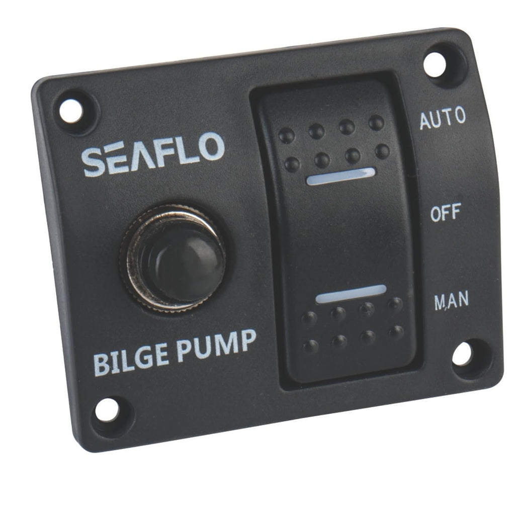 SEAFLO 3-Way Bilge Pump Switch Panel - Automatic, Off, Manual | 12V/24V with 15A Circuit Breaker