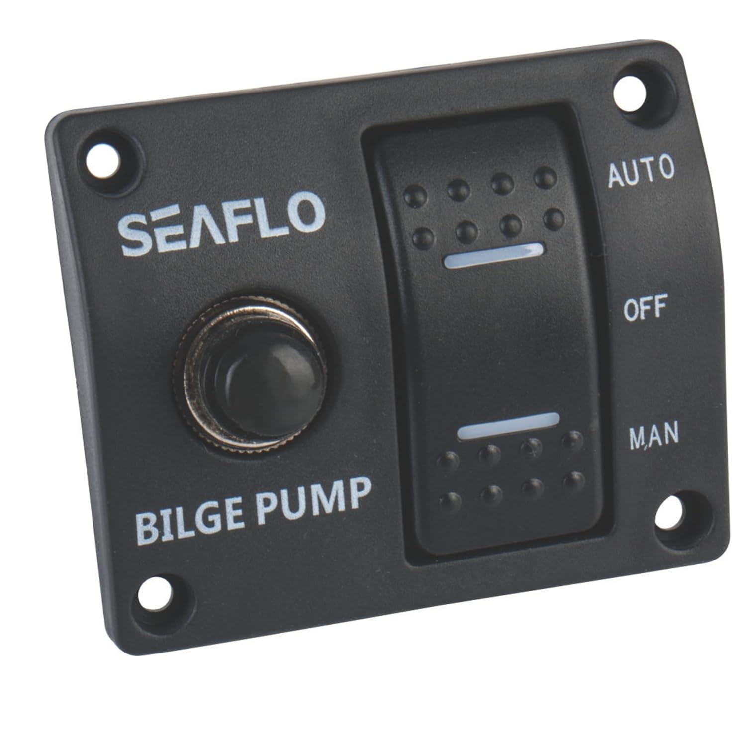 SEAFLO 3-Way Bilge Pump Switch Panel - Automatic, Off, Manual | 12V/24V with 15A Circuit Breaker