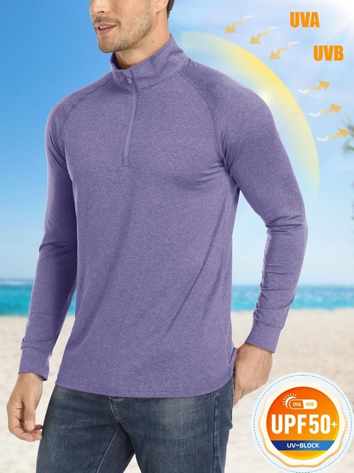 MAGCOMSEN Men's Lightweight 1/4 Zip Pullover | UPF 50+ Sun Protection Athletic Shirt