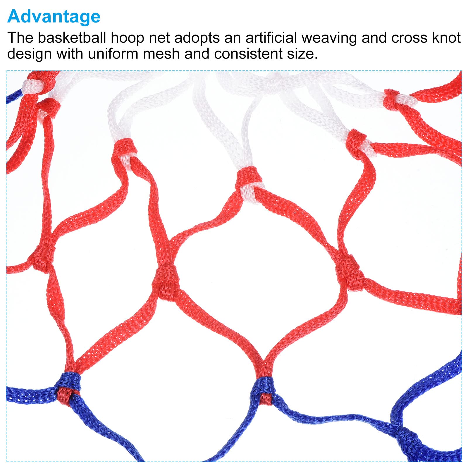 PATIKIL 8 Loops 12" Dia. Mini Basketball Net Replacement, 6 Pack PP Basketball Hoop Net Rim Nets Sturdy for Indoor Outdoor, White Red Blue