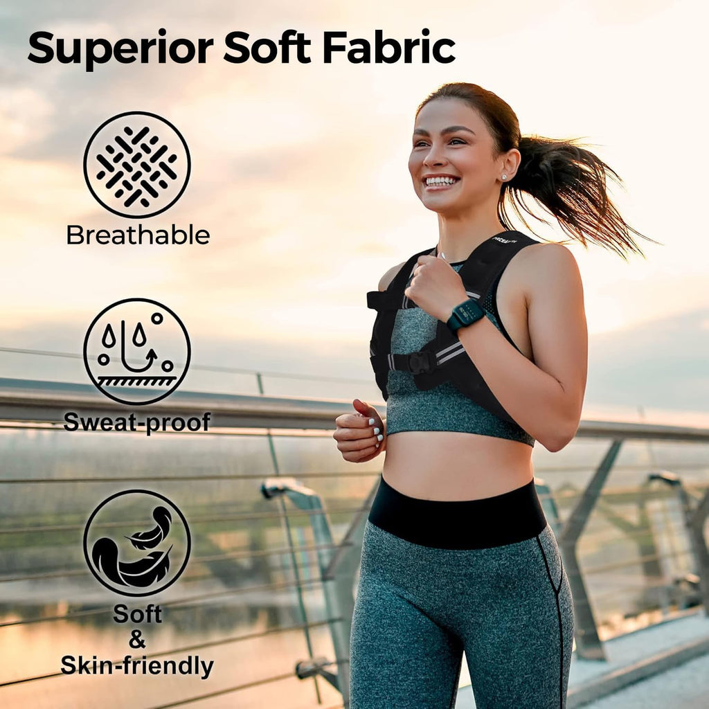 PACEARTH Weighted Vest - Adjustable 6lb to 30lb for Weight Loss & Strength Training | Reflective Stripe