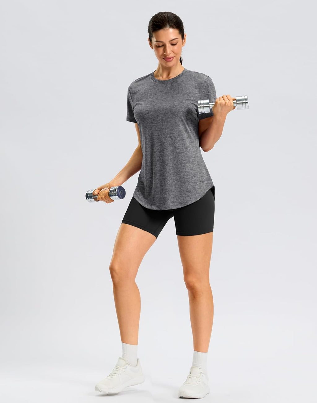 Skiennix Women's Workout Shirt - Lightweight Short Sleeve Athletic Top for Hiking & Running, Bum-Covering Length