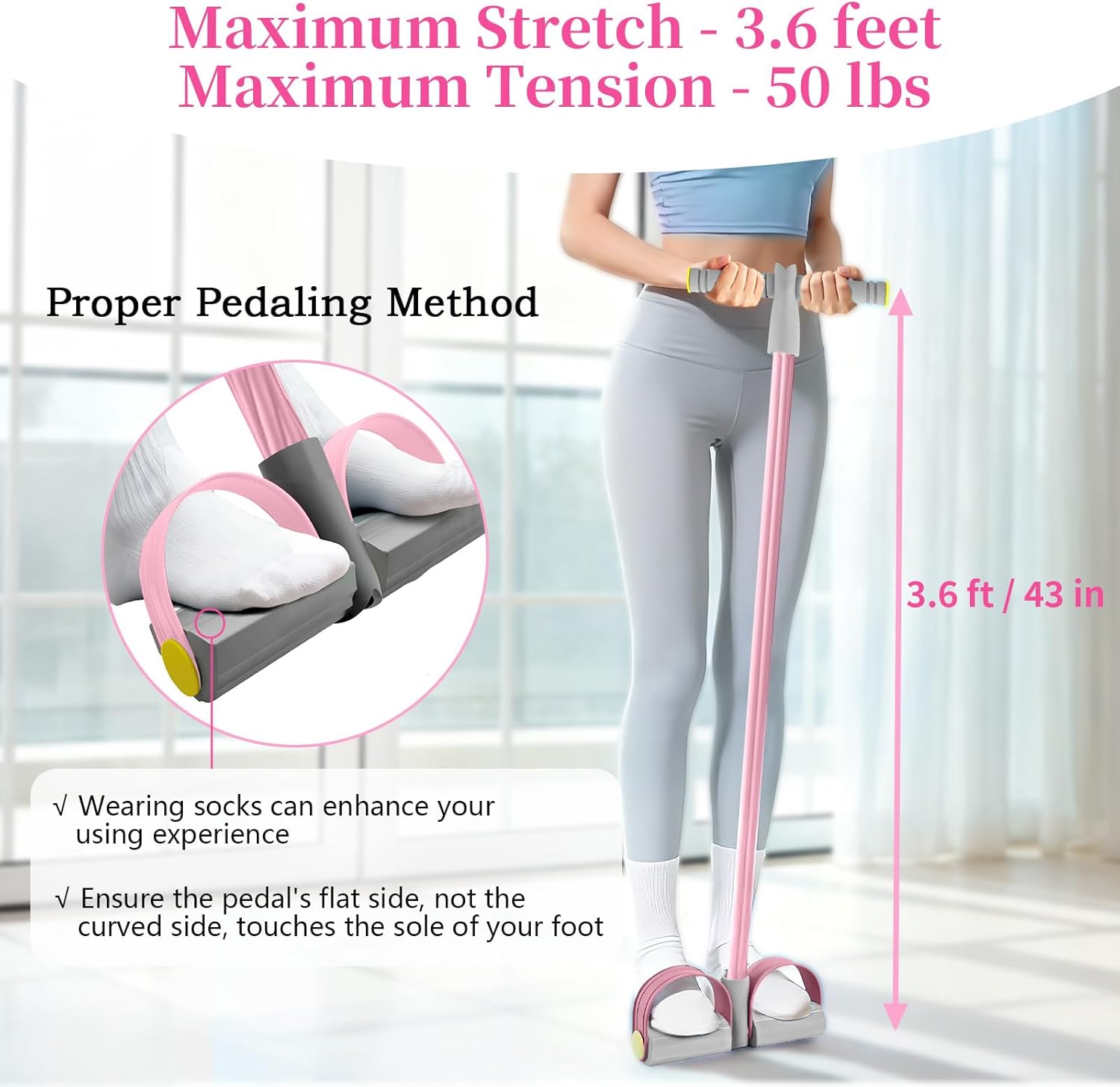 Skiennix Pedal Resistance Bands - Durable 6-Tube Design for Full-Body Workouts | Natural Rubber, Versatile Fitness Tool