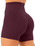 Unthewe Women's Workout Gym Biker Shorts High Waisted Athletic Booty Yoga Shorts with Tummy Control(U729-Cassis-M)