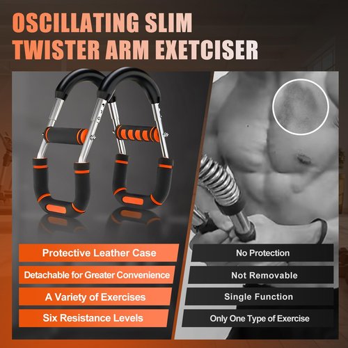 2025 Pro Twister Arm Trainer, 40-100lb Adjustable Power Twister Bar, Chest Shoulder Arm Workout Equipment, Portable Detachable Upper Body Fitness Machine for Home & Gym (Orange 30-70lbs)