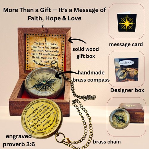 ALADEAN Christian Gift Compass - The Lord Will Guide | Perfect for Baptism, Graduation & Confirmation 2025-2026