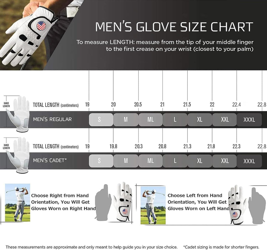 Amy Sport Golf Gloves - Soft Leather Grip for Left & Right-Handed Golfers | 3 Pack, Sizes S-3XL