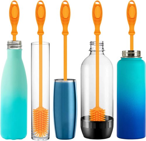 Kitchiny Silicone Bottle Brush Set - 12.5" Cleaner for Hydro Flasks, Tumblers & Narrow Neck Containers