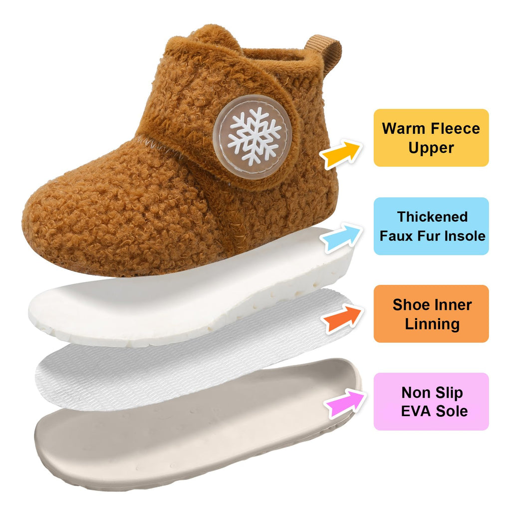 LeIsfIt Toddler Slippers Boys Girls Slippers Kids House Shoes Warm Lightweight Slipper Boots with Non-slip Sole Dark Brown 5.5-6 Toddler