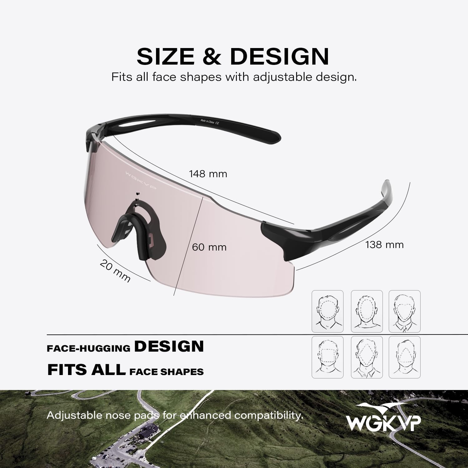 Skiennix Photochromic Running Glasses - UV400 Protection | Lightweight Wraparound Design for Men & Women