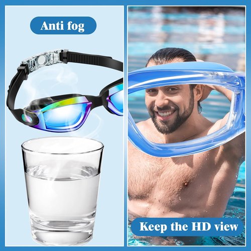 Konohan Swim Goggles - 10 Pack Anti-Fog, No Leak Silicone for Kids & Adults | Includes Ear Plugs & Nose Clips