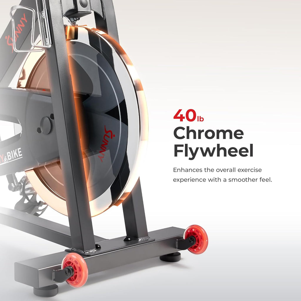 Sunny Health & Fitness Pro Indoor Cycling Bike - Felt Resistance, Belt Drive & SunnyFit App Compatible