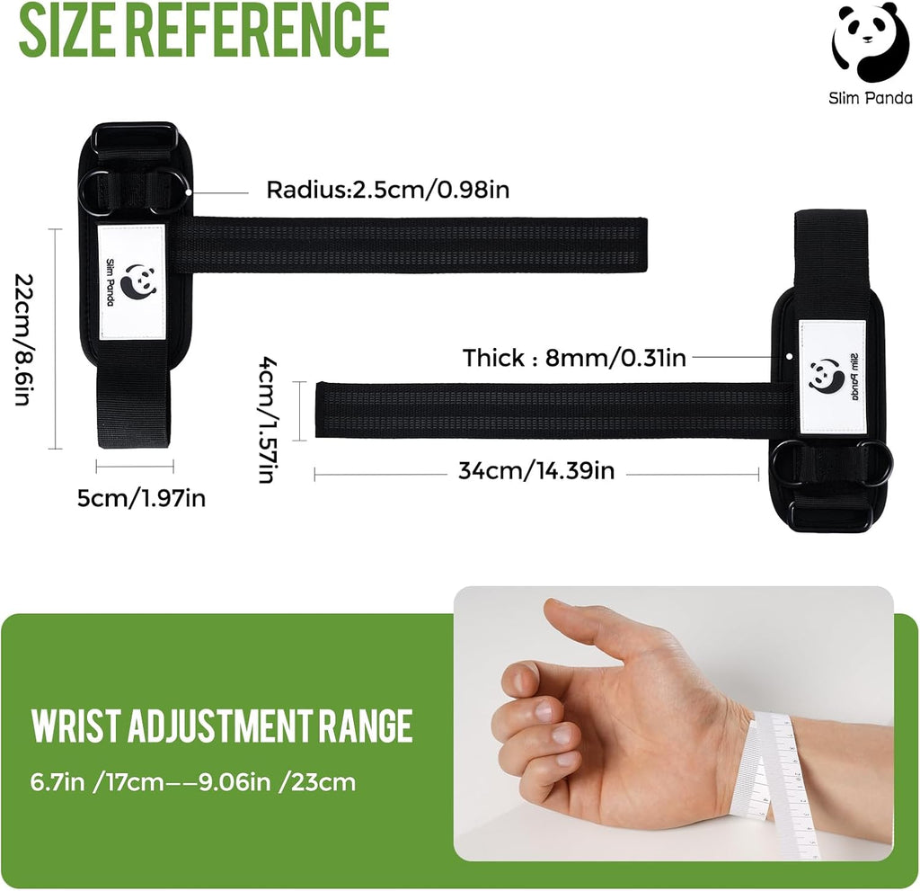 Slim Panda Weight Lifting Straps - Heavy Duty Double Cuffed D-Ring Wrist Support for Men & Women