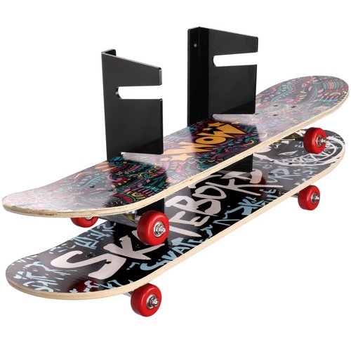 HHUXIUE Wall-Mounted Skateboard Mount - Space-Saving Horizontal Display Rack for Secure Skateboard Storage & Decoration (3 Layers Black)