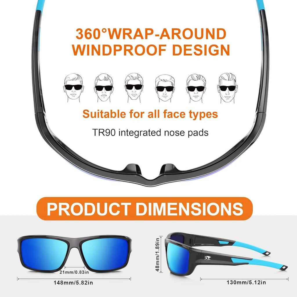 Suoso Polarized Sports Sunglasses - UV400 Protection for Men & Women | Ideal for Golf, Fishing, Running, Driving
