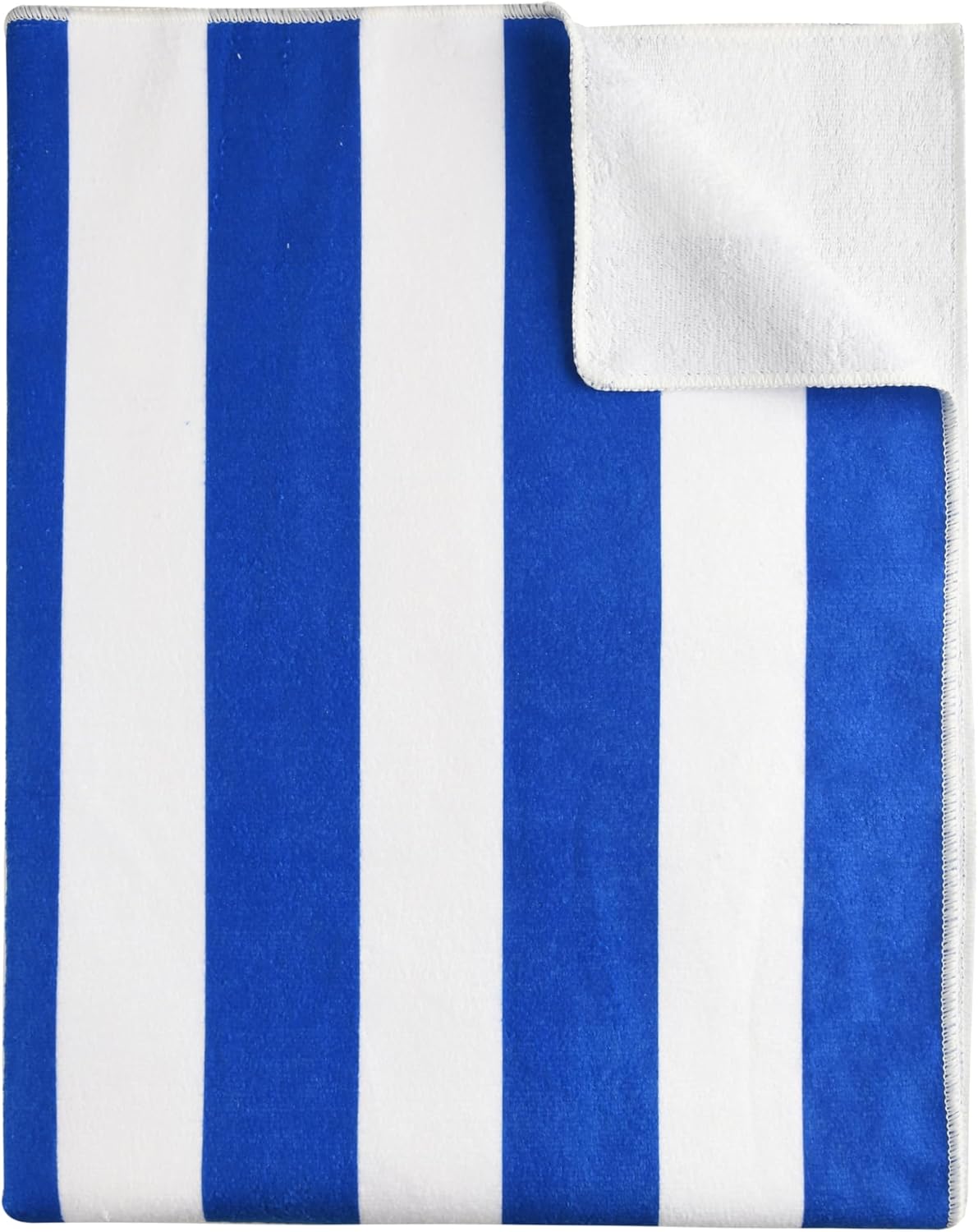 Skiennix Oversized Cotton Beach Towel - Quick-Dry, Absorbent, Lightweight | Striped Blue 32'' x 63''