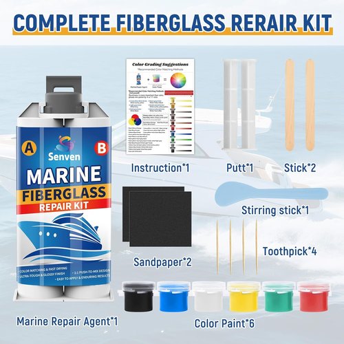 Fiberglass Boat Repair Kit - 2 Pack White Resin Gel Coat for Marine Repairs | Fix Holes, Chips, Cracks