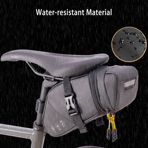 Colefunmit Bike Seat Bag, Water-resistant Bicycle Saddle Bag with Reflective Strap, Expandable Capacity Cycling Under Seat Pouch 1.5-2 L, Bike Seat Pack for Mountain Road Bikes and Commuters
