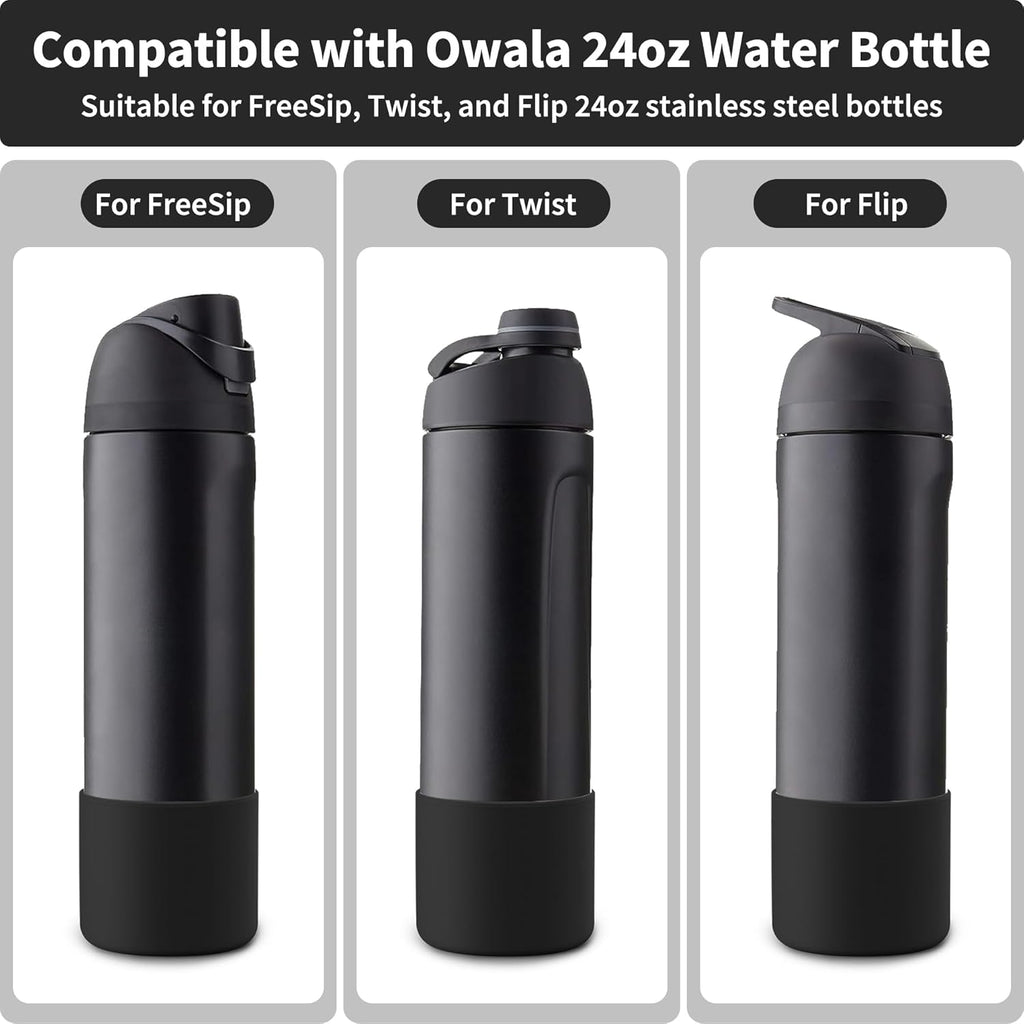 Owala Silicone Boot - Anti-Slip Protective Sleeve for 24 oz Water Bottles | Glitter Black Finish