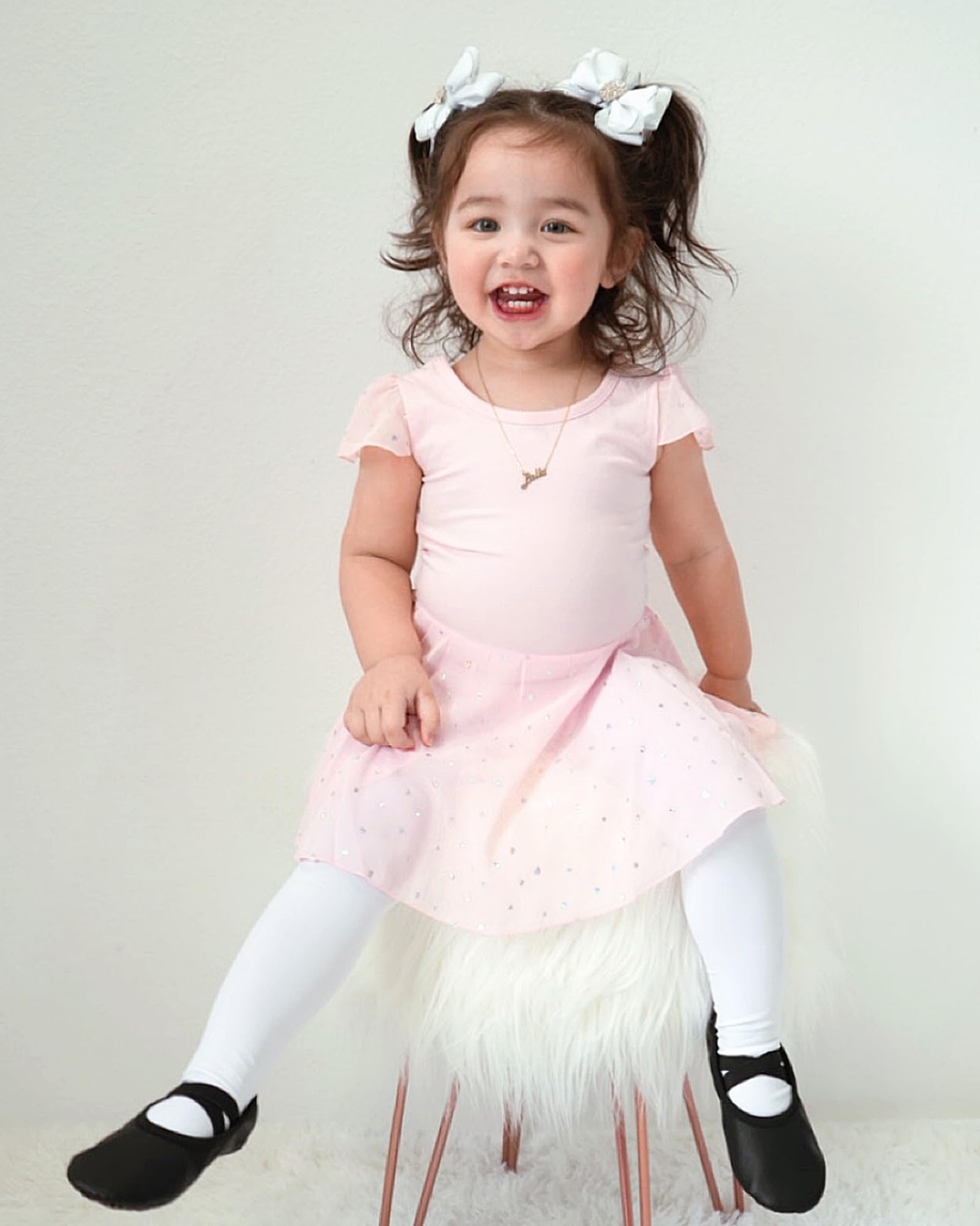 Stelle Girls' Ultra Soft Pro Dance Tight/Ballet Footed Tight(Toddler/Little Kid/Big Kid),WT,M White