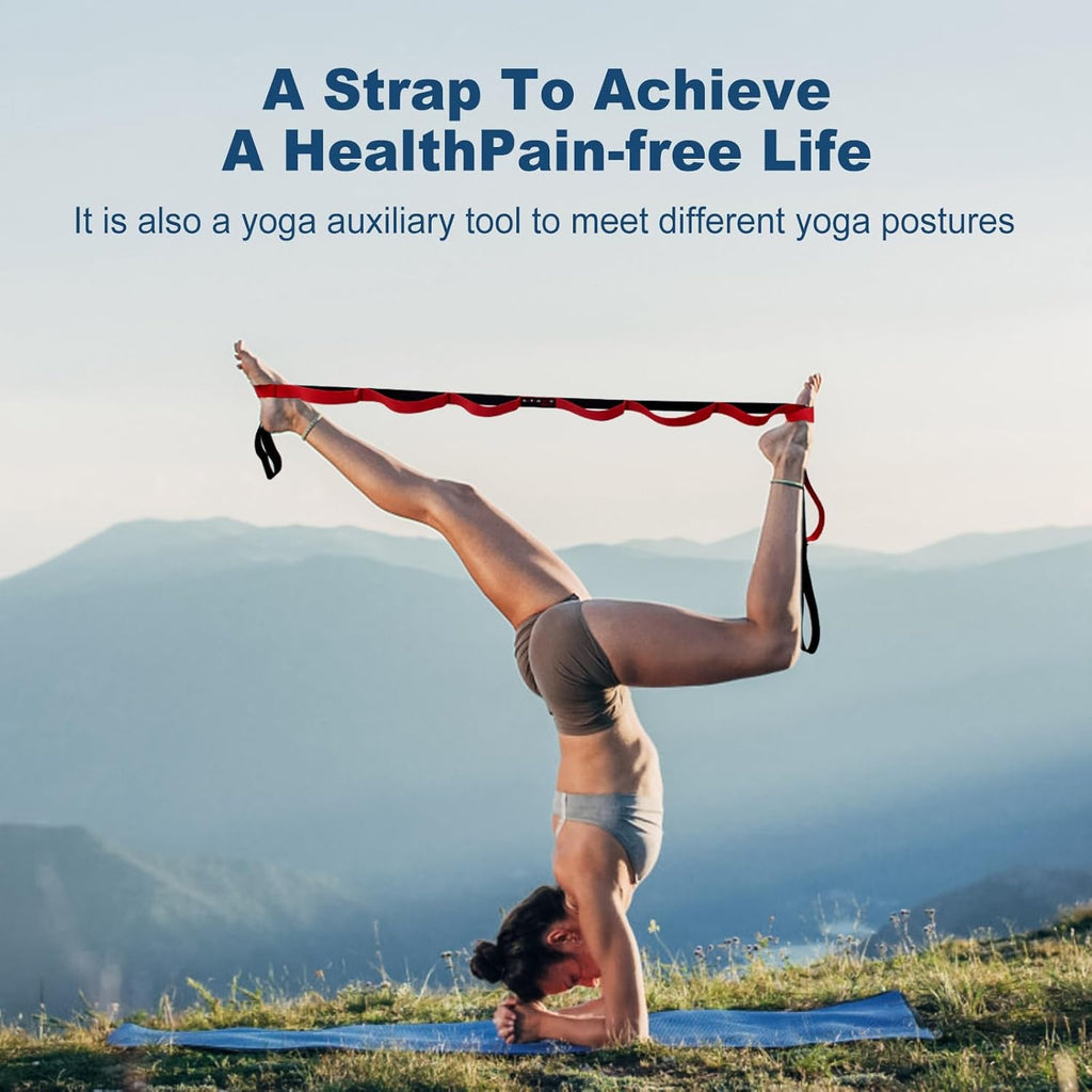 Skiennix Durable Non-Elastic Stretch Strap - 10 Loops for Yoga, Pilates & Physical Therapy | Ideal for Flexibility