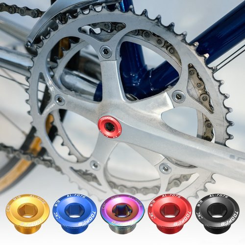 HARFINGTON 2pcs Bike Crank Cover Screw M18 Aluminum Alloy Bicycle Crank Fixing Bolt Crankset Arm Chainwheel Screws for Mountain Bike, Colorful