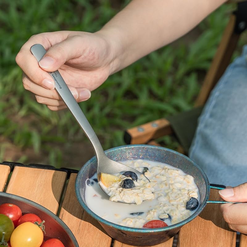 Ti1068T Titanium Camping Spoon with Big Bowl - Ultra Lightweight Outdoor Utensil (Variation of THIS listing: Ti1068T Titanium Spoon 1PC)