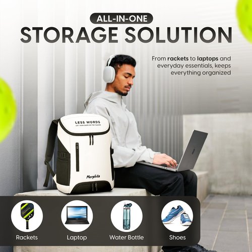 Morphita Performance Backpack – Sleek, Lightweight Bag for Padel, Pickleball, Travel & Everyday Use – Unisex Sports Style with Laptop Sleeve & Paddle Pocket