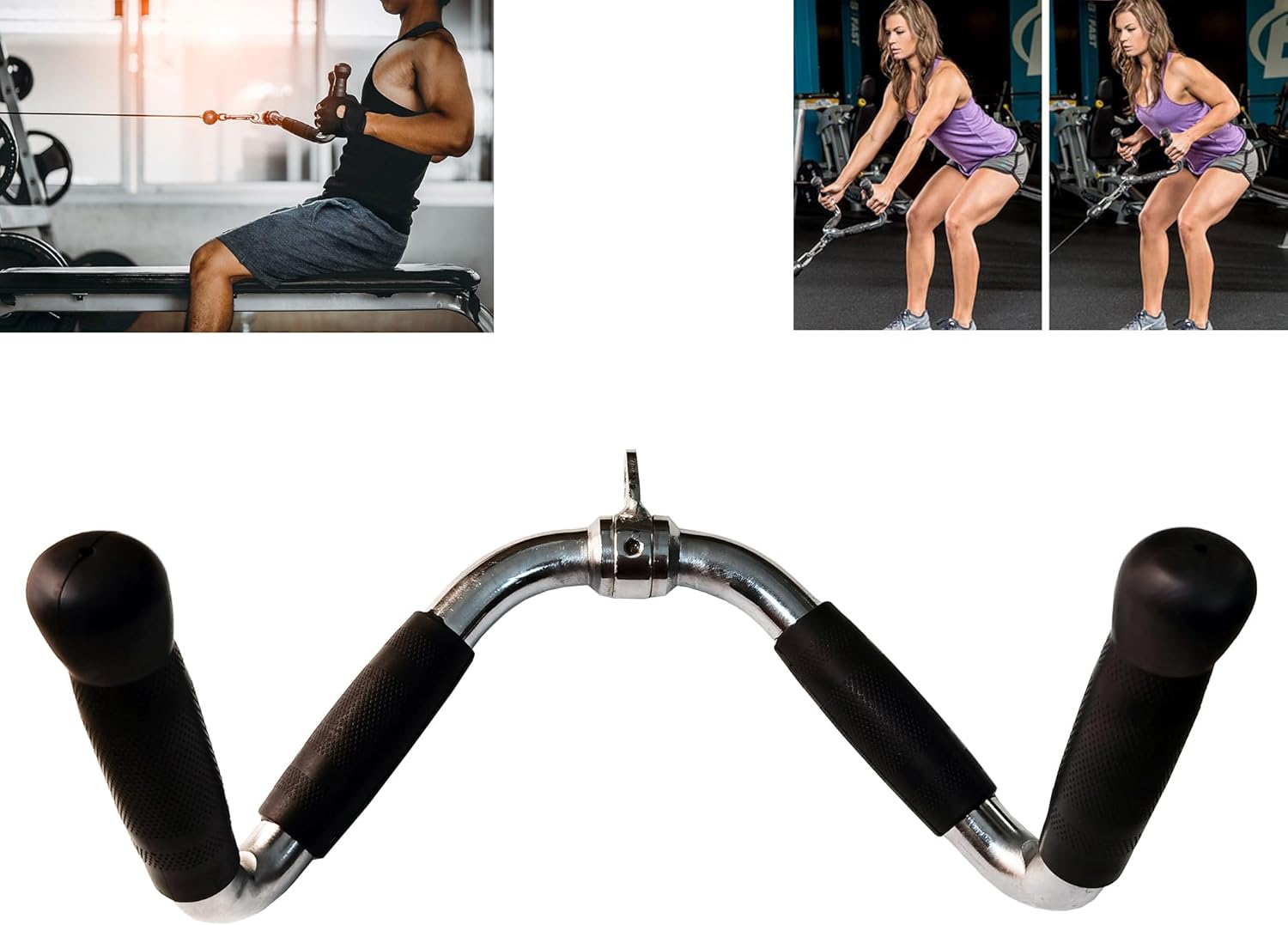 Qibylift Barbell Multi-Exerciser - Versatile Cable Machine Attachment with Rotating Rubber Grips