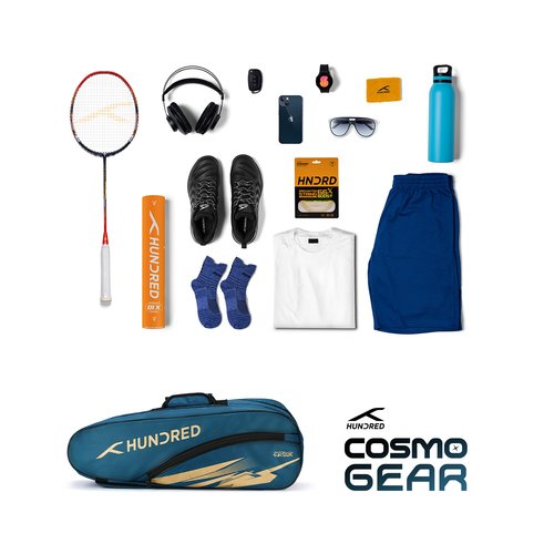 Hundred Cosmogear Badminton Kit-bag (Teal Green, Size: Large) | Double Zipper | Bag with Front Zipper Pocket | Material: Polyester| Padded Back Straps | Easy-Carry Handle