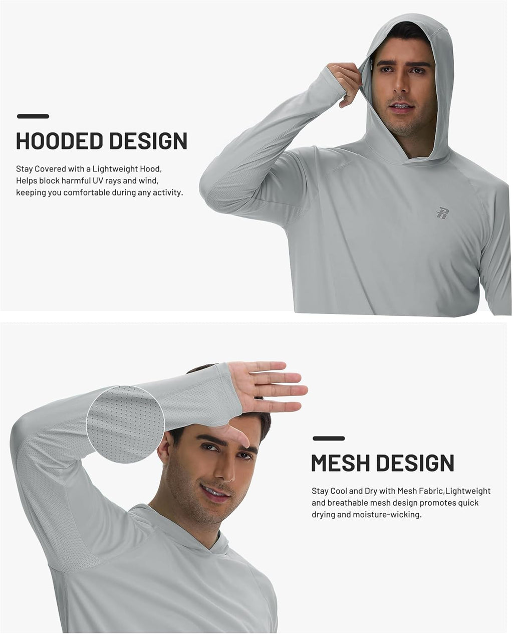 Runhit Fishing Shirt for Men - UPF 50+ Long Sleeve Sun Protection Hoodie | Lightweight Outdoor Wear