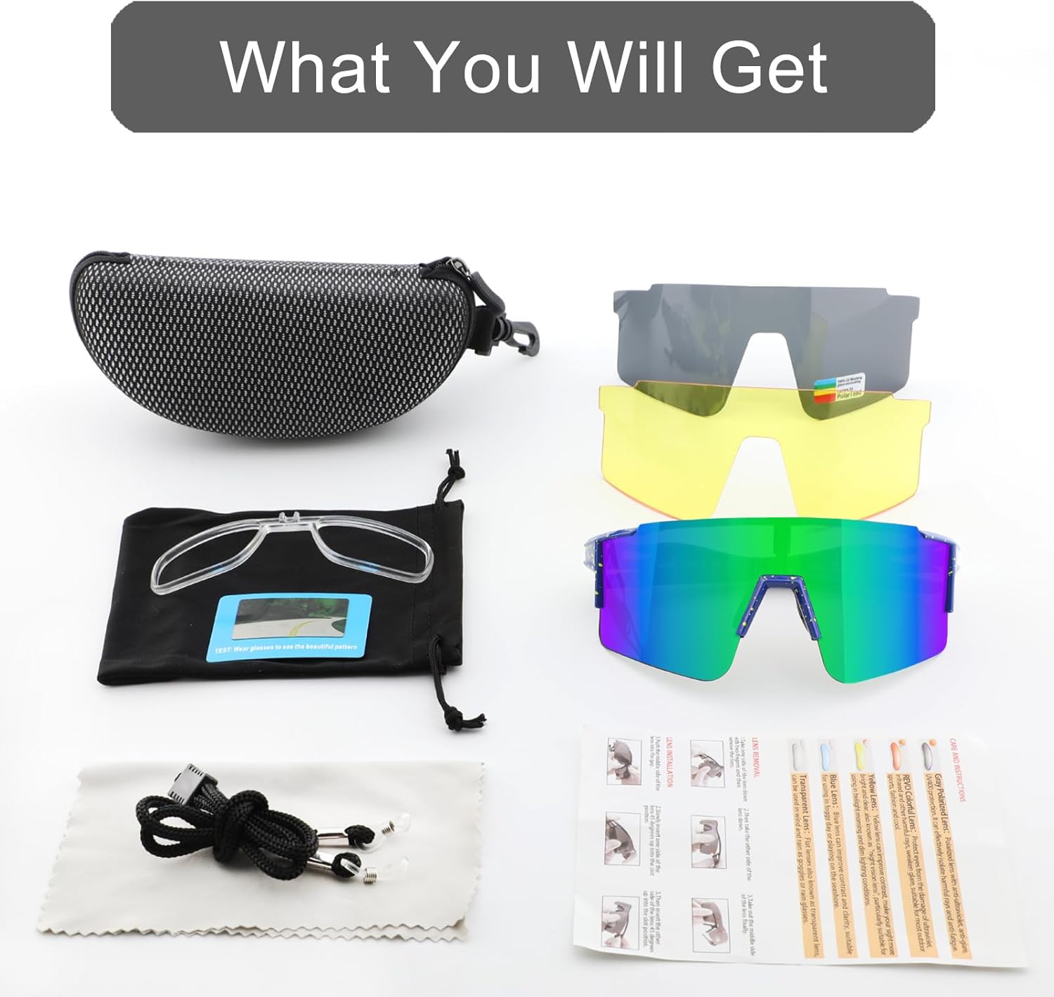 OULAIQI Polarized Cycling Sunglasses - Interchangeable Lenses for Men & Women | Lightweight & Durable