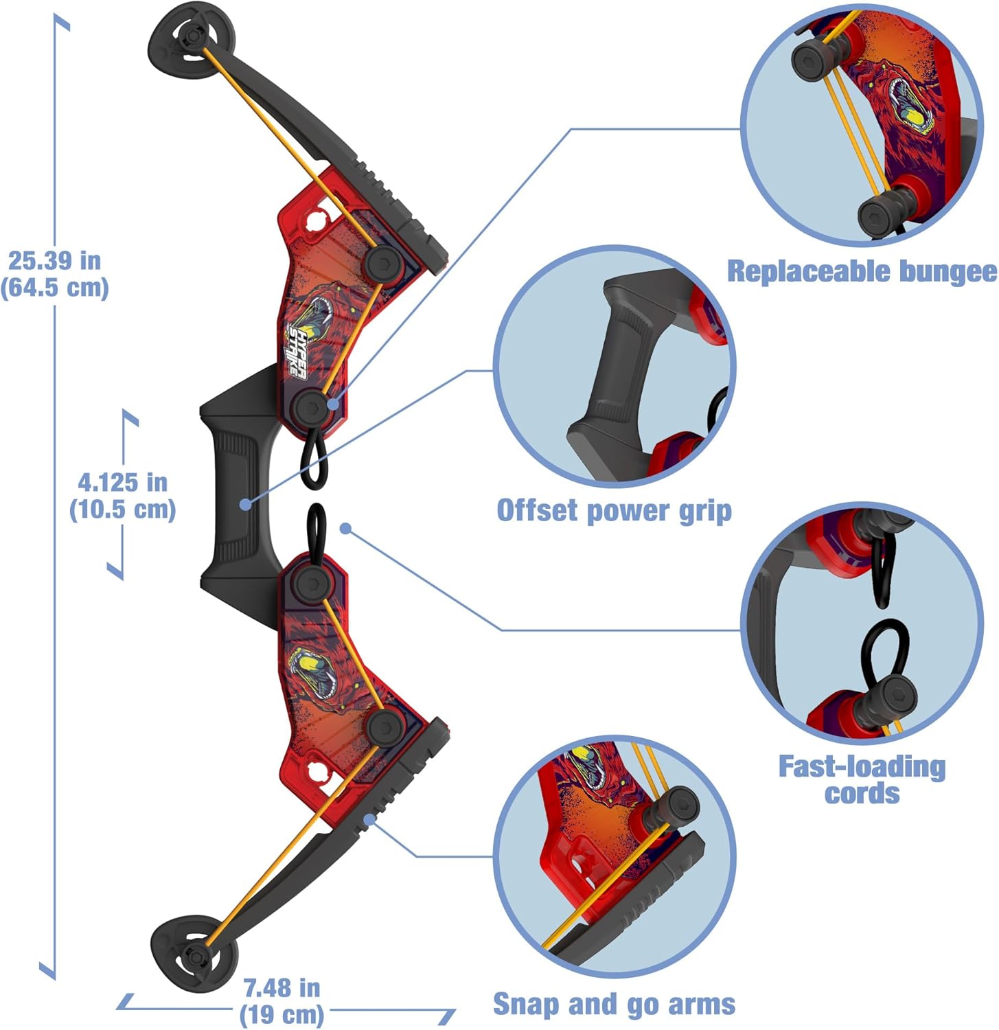 Zing HyperStrike FireTek Bow - Light Up Bow with Zonic Whistle Arrows - Shoots Over 200ft | Outdoor Fun for Ages 14+ (Red)