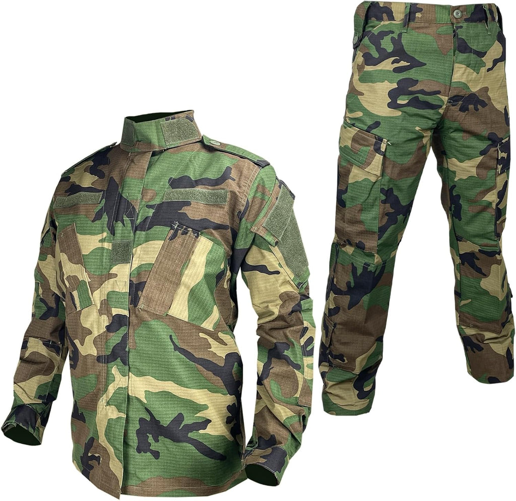 Skiennix Tactical Military Camo BDU Uniform Set - Ripstop Combat Shirt & Pants for Outdoor Activities
