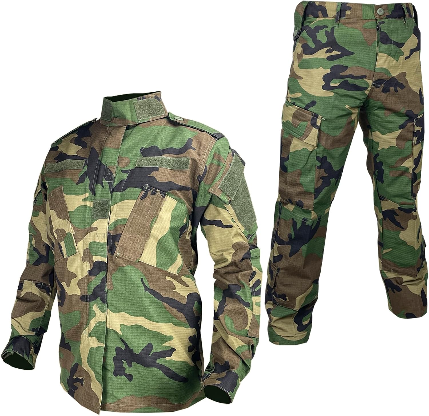 Skiennix Tactical Military Camo BDU Uniform Set - Ripstop Combat Shirt & Pants for Outdoor Activities
