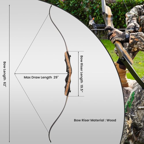 Archery Takedown Recurve Bow by [Brand Name] - 62 Inch for Adults & Teens | Right & Left Handed, 20-65lbs
