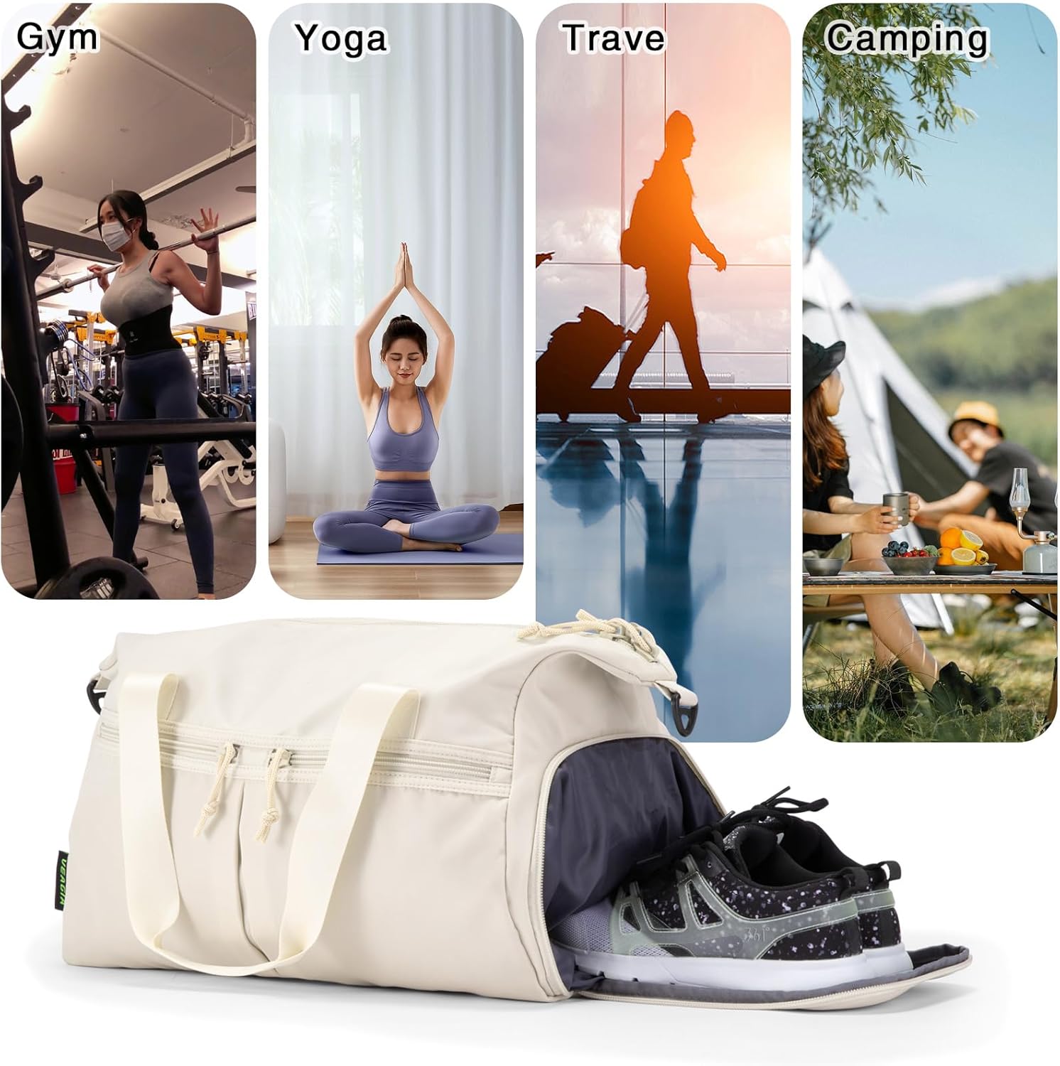 Skiennix Weekender Duffel Bag - Shoe Compartment & Wet Pocket | Versatile Travel & Gym Bag