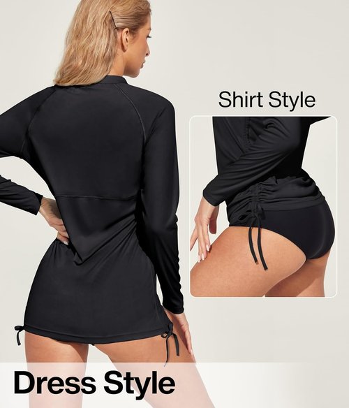 Heathyoga Rash Guard for Women - UPF 50+ UV Sun Protection Long Sleeve Swim Shirt | Stylish Bathing Suit Top