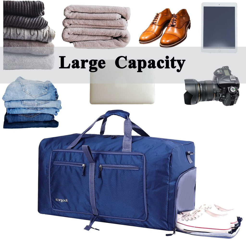 Woogwin Travel Duffel Bag - Large Waterproof & Foldable Overnight Bag for Gym, Beach, & Sports