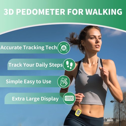 3D Pedometer Step Counter by [Brand Name] - Accurate Fitness Tracker with Clip & Lanyard | Ideal for All Ages - Yellow
